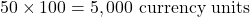 \[ 50 \times 100 = 5,000 \text{ currency units} \