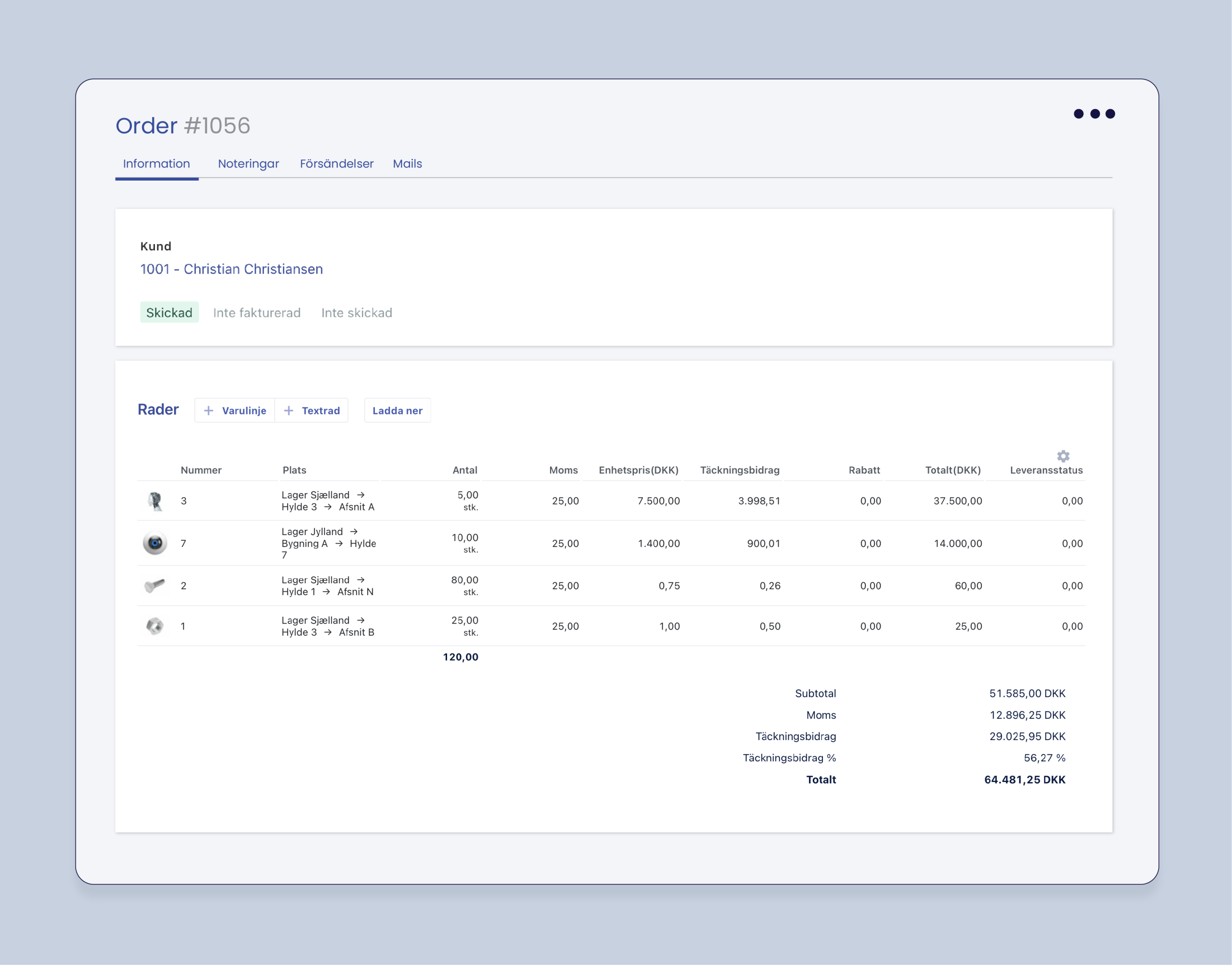 En komplet salgsordreoversigt 